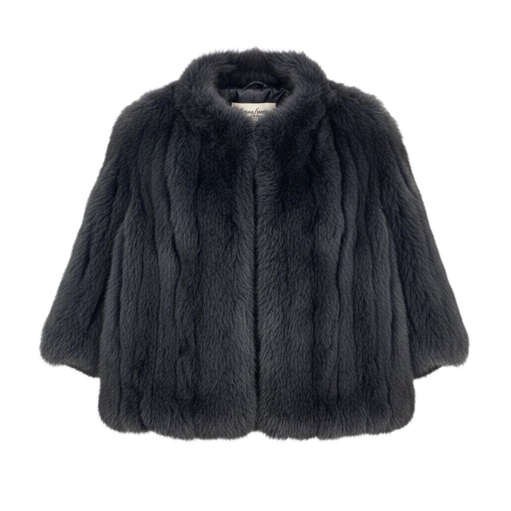 52f10 SAGA FOX サガフォックス 金サガ 最高級 染めフォックスファーコート サイズF ブラック 本毛皮 Fox Fur Coatt18r