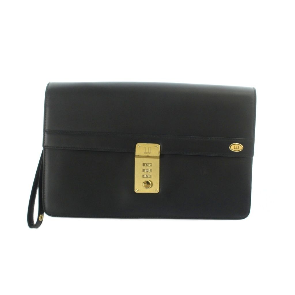 ダンヒル dunhill クラッチバッグ セカンドバッグ ロゴ ゴールド金具 レザー 黒 ブラック ■GY11 /MQ