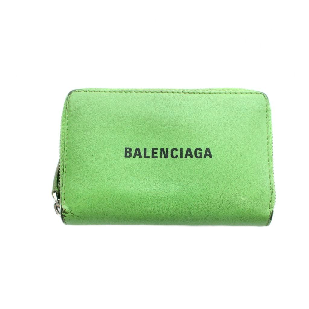 バレンシアガ BALENCIAGA キャッシュ 小銭入れ コインケース レザー ロゴ 緑 グリーン ■GY18 /MQ
