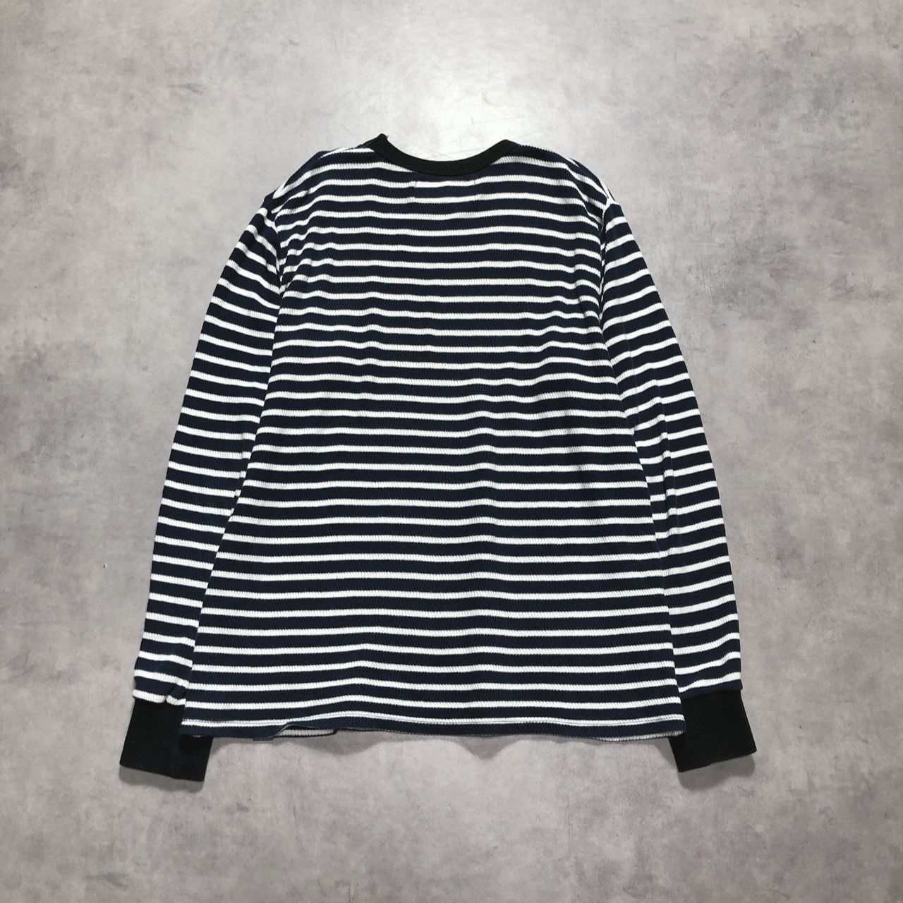 GQ5817◇challenger : ストライプ 長袖Tシャツ◇M◇ネイビーブルー 
