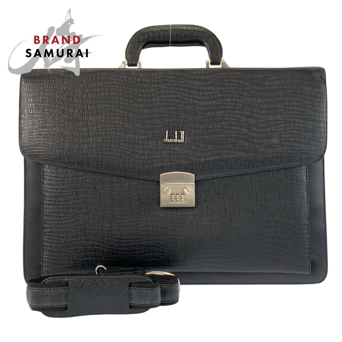 美品 Dunhill ダンヒル ブラック 黒 シルバー金具 レザー ビジネスバッグ ブリーフケース メンズ 602796【中古】