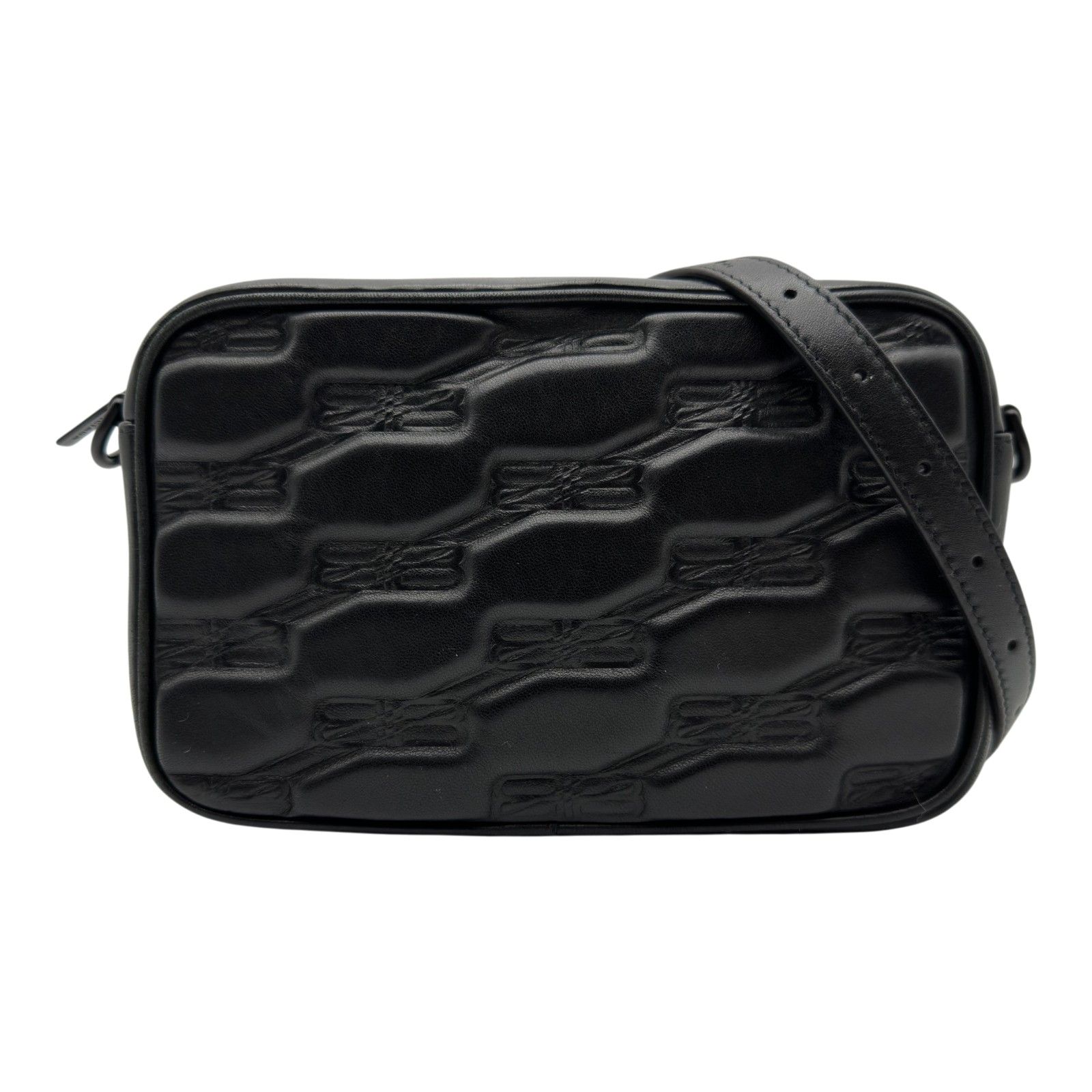 バレンシアガ BALENCIAGA カメラバッグ 702701 ブラック BBモノグラムレザー レディース ショルダーバッグ