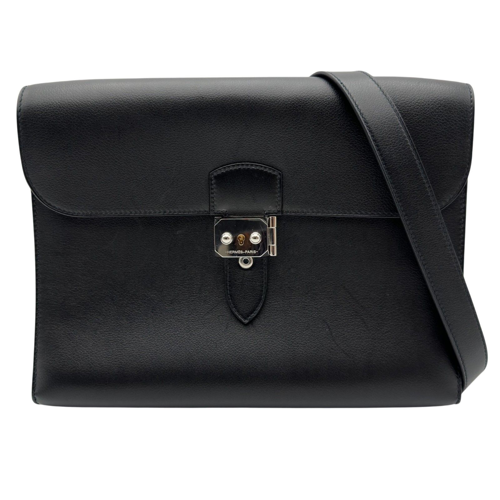 エルメス HERMES サックアデペッシュメッセンジャー29 Z刻 ブラック シルバー金具 エバーカーフ メンズ メッセンジャーバッグ