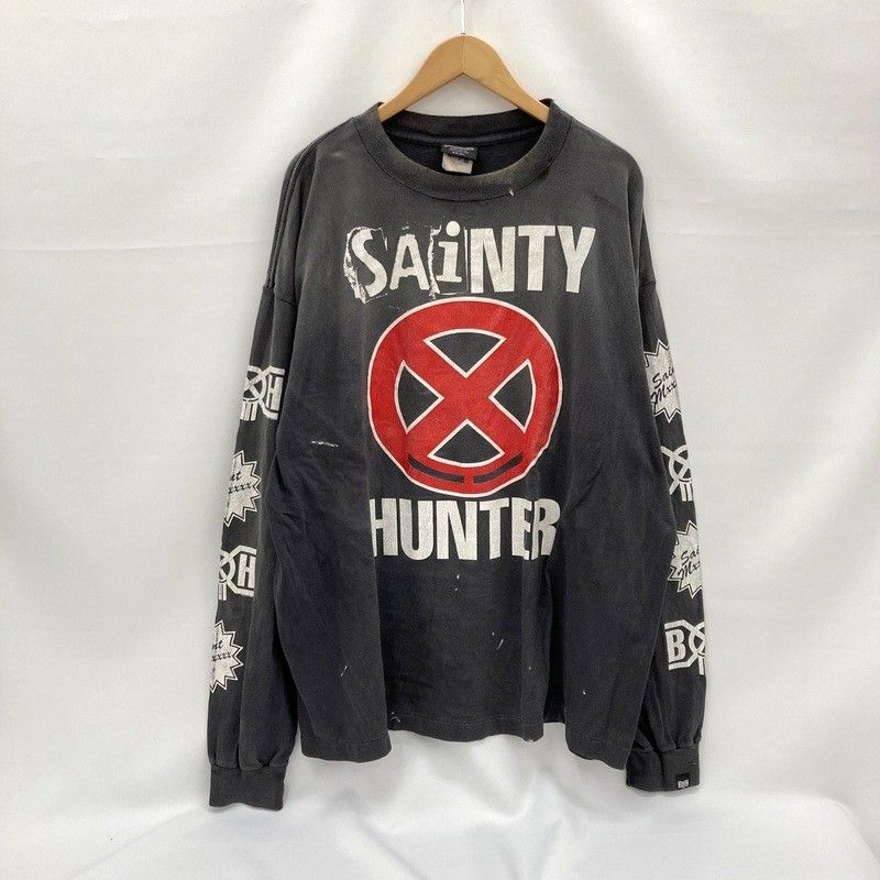 SAINT Mxxxxxx × BOUNTY HUNTER セントマイケル バウンティハンター SAINTY HUNTER Tシャツ SM-MK8-0000-C31 XXLサイズ ロンT 長袖 プリント ロゴ ストリート メンズ ブラック ★SS446