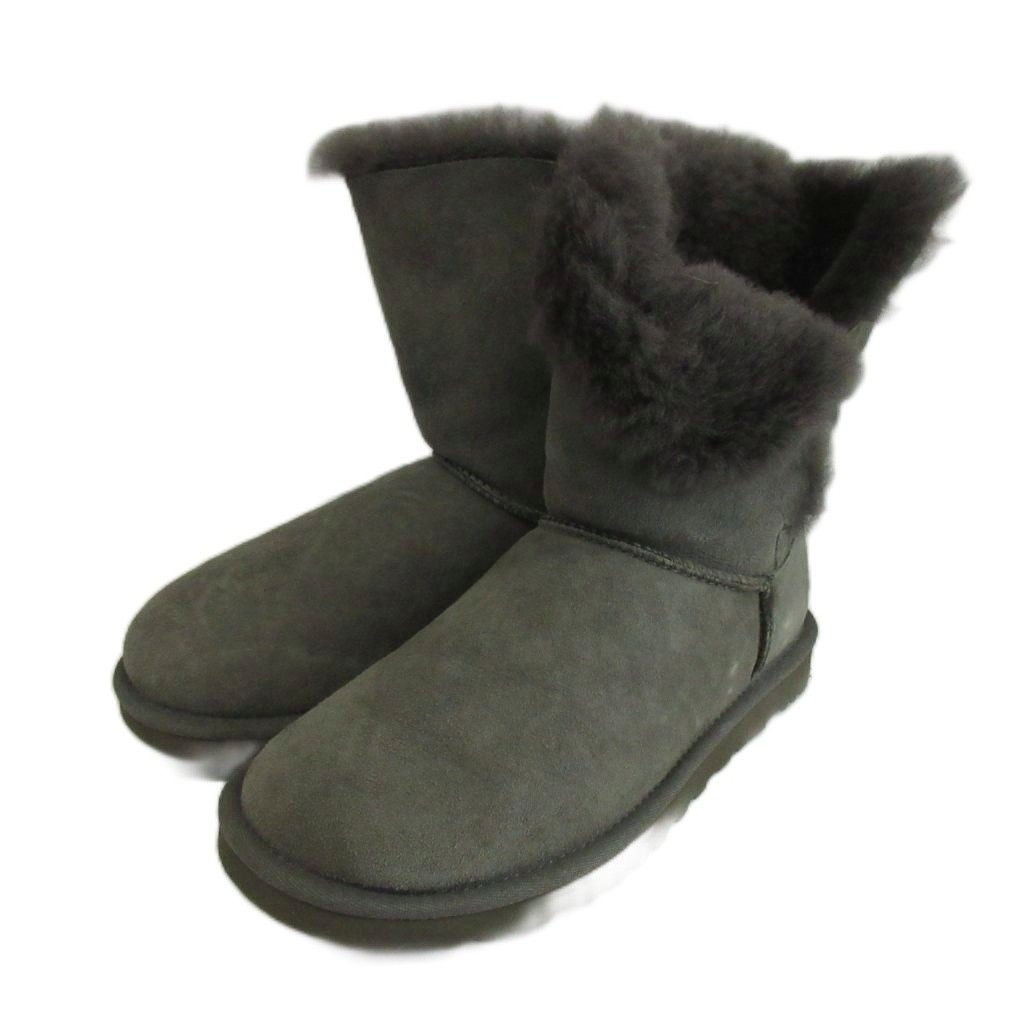 アグ オーストラリア UGG australia ウィメンズ ベイリーボタン ブリング W BAILEY BUTTON BLING ムートンブーツ スエード シープスキン ボア ショート US7 24cm グレー 3349 /XZ ■GY40