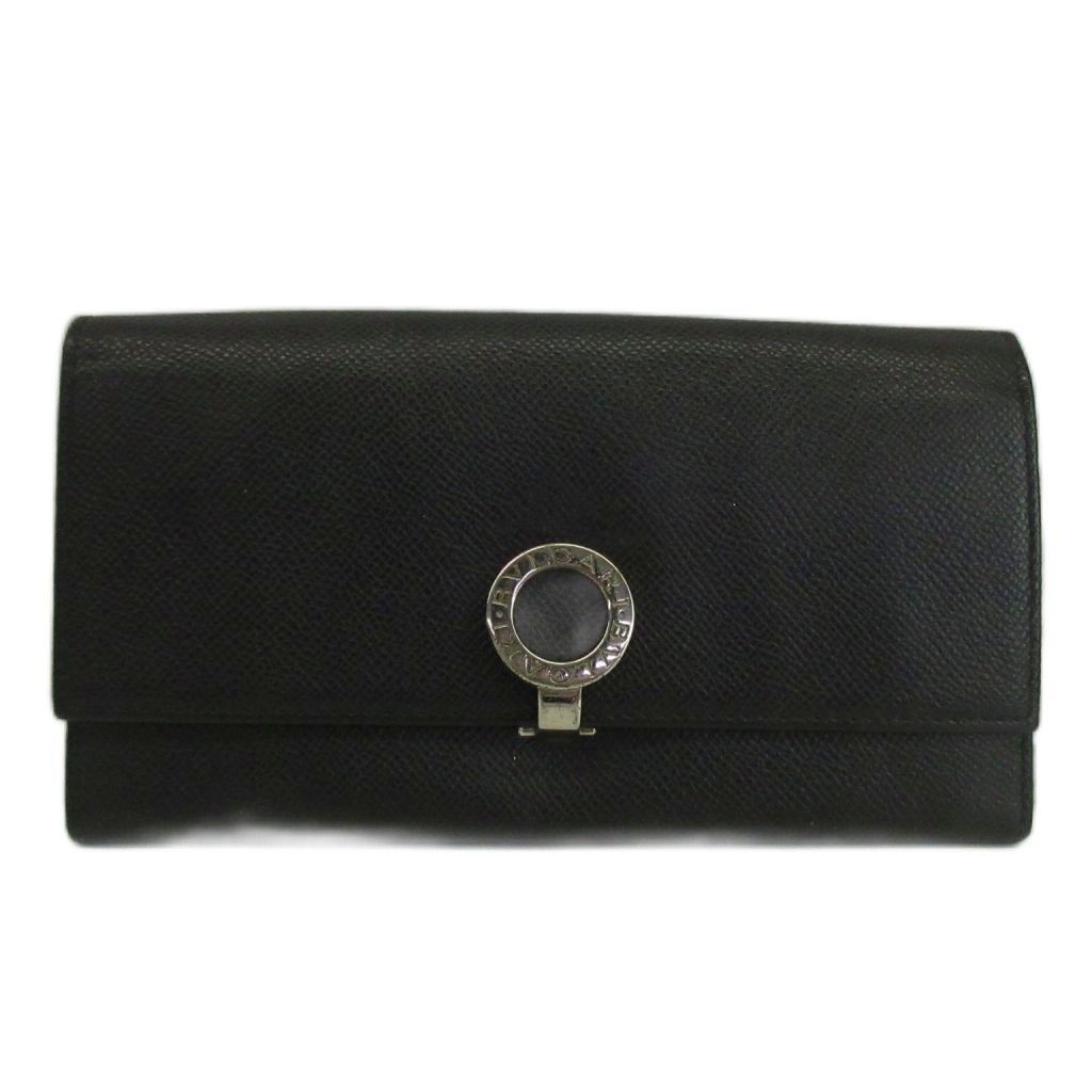 ブルガリ BVLGARI ブルガリ ブルガリ 長財布 二つ折り レザー ロゴ シルバークリップ 黒 ブラック /XZ ■GY11