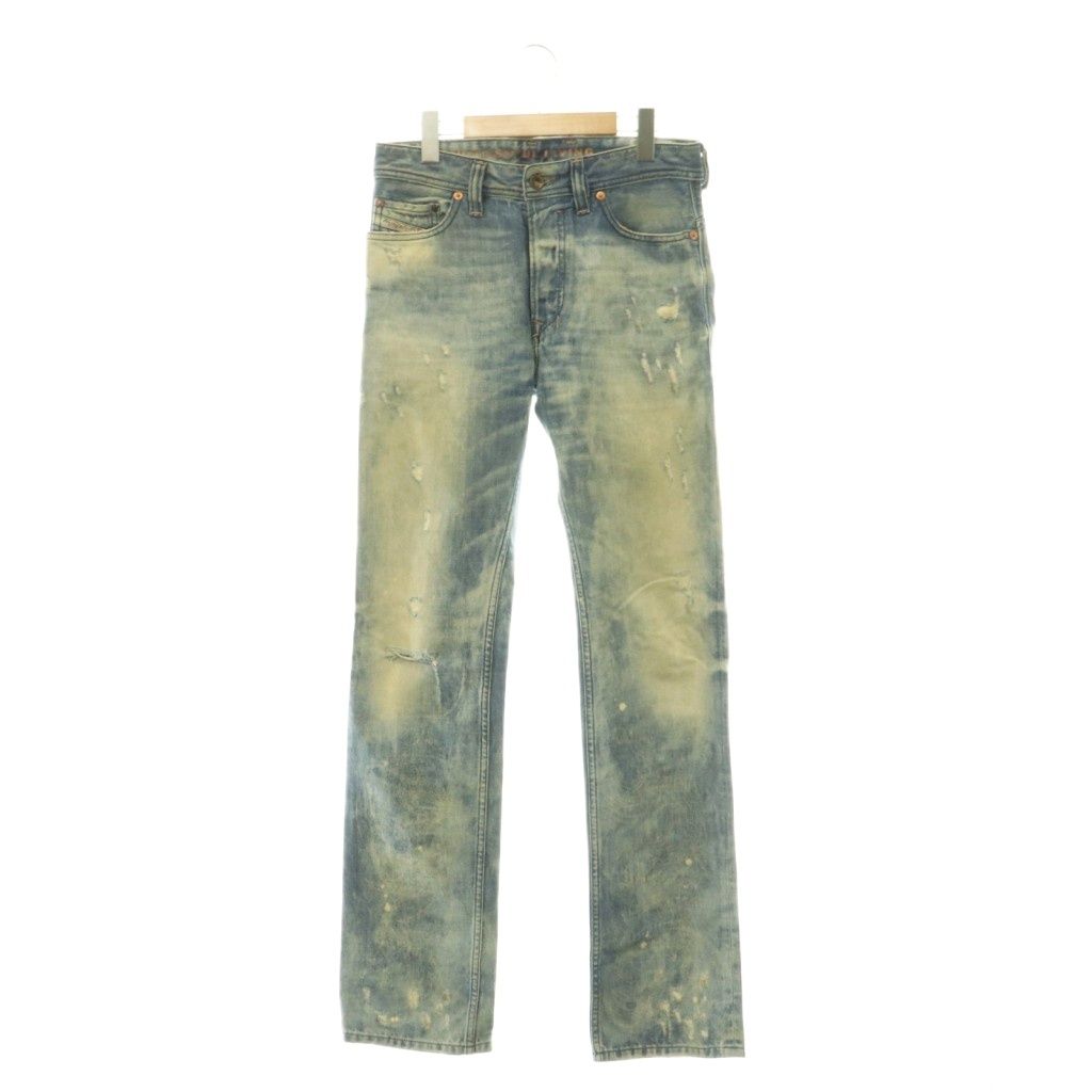 ディーゼル DIESEL SAFADO 0888P デニム パンツ ジーンズ USED加工 ダメージ加工 ボタンフライ W27 L32 ライトブルー /HS ■GY17