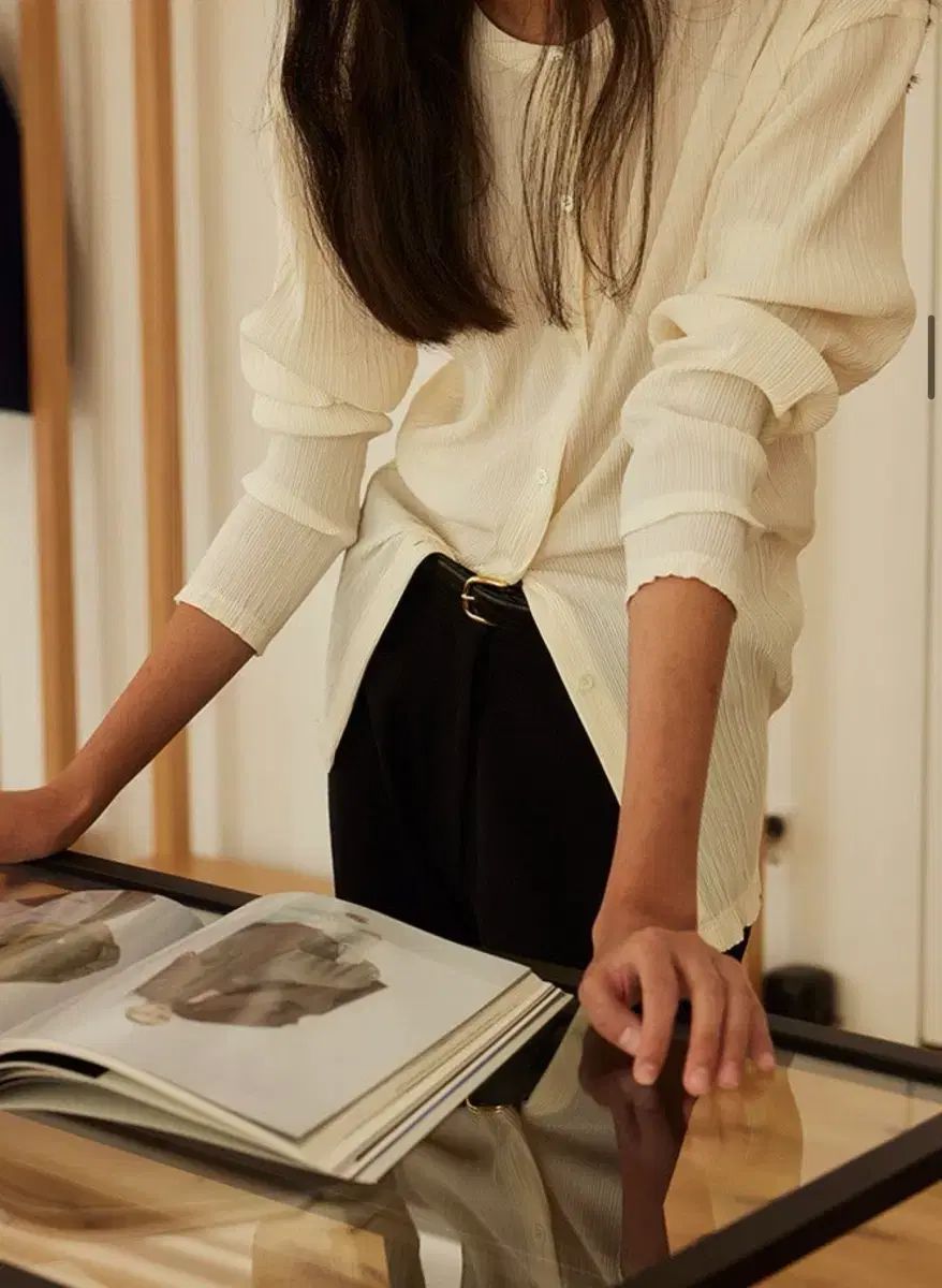 リー917 Pleats long sleeve cardigan matera