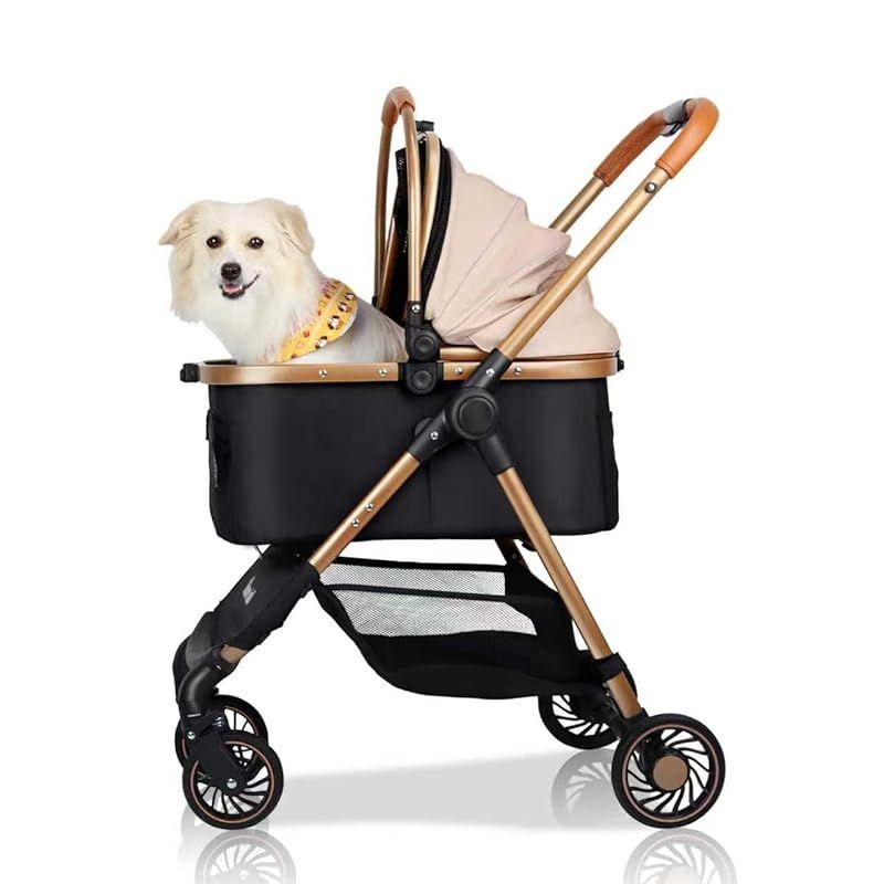 Totoro ball ペットカート 犬 バギー 4輪 犬用かーと 小型犬 中型犬 多頭 ペットキャリーカート ワンタッチ折り畳み ゴム製タイヤ 分離型 ペットバギー コンパクト 広い空間 軽量 通気窓 後輪ブレーキ付 飛び出し防止 通気性 組み立て簡単 耐荷
