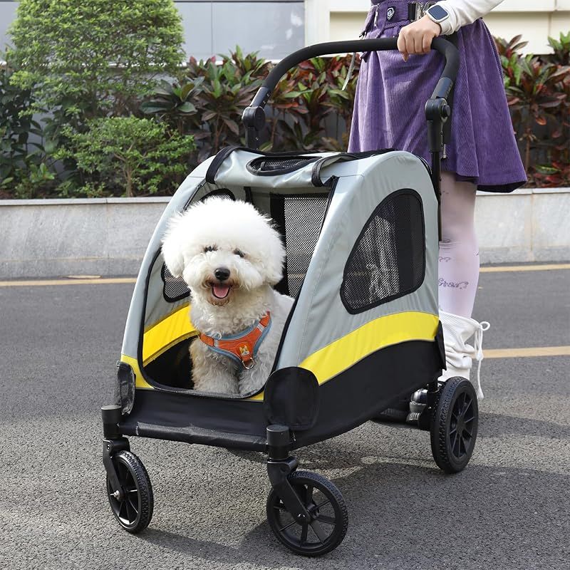 BingoPaw ペットカート 小型犬 多頭 おしゃれ 折りたたみ 犬用バギー ドッグカート 猫 犬用ベビーカー 2匹 大きめ 4輪 犬介護用カート 寝たきり コーギー 夏 低重心