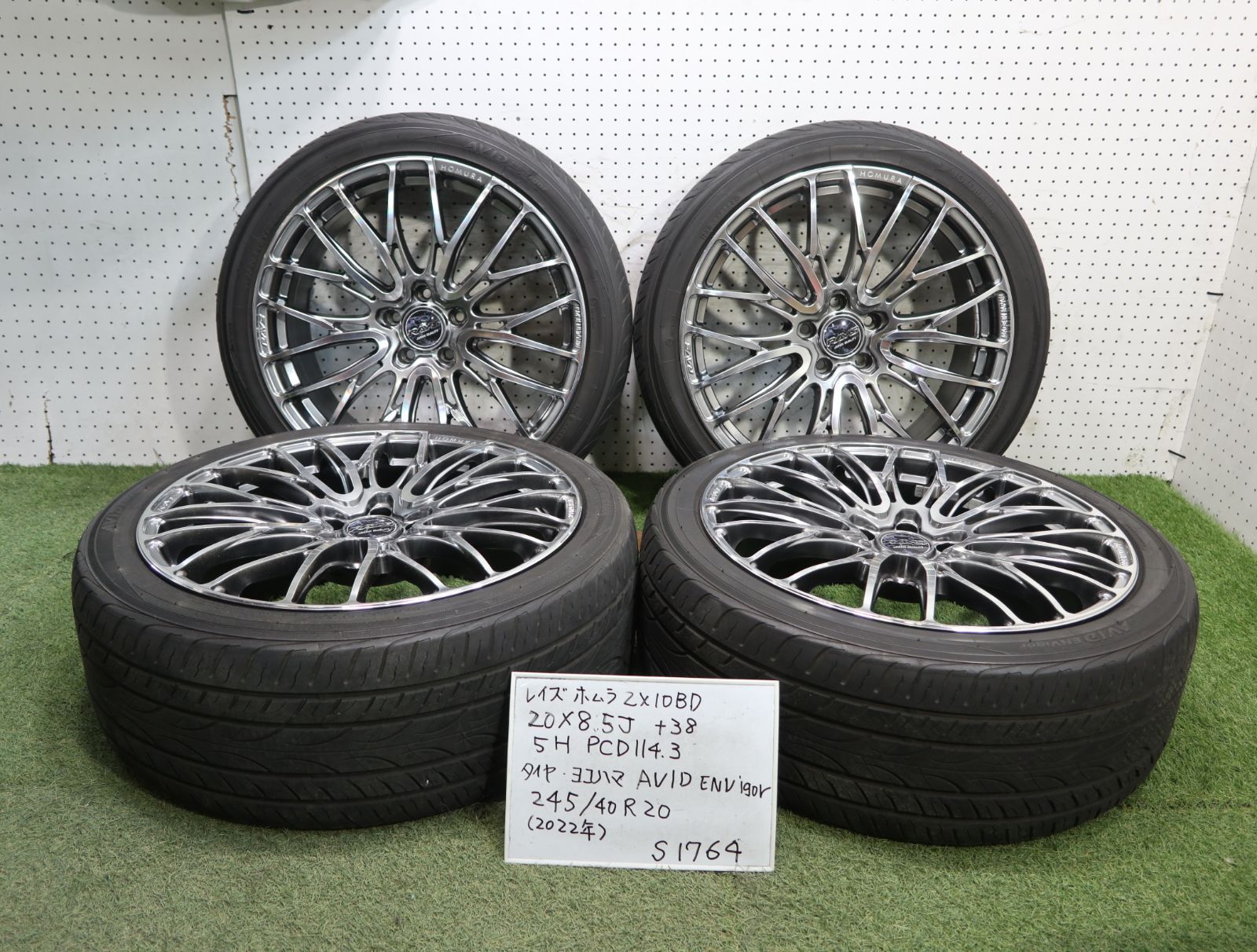 1(S1764)☆タイヤ・2022年製/ヨコハマ AVID ENVigor/245/40R20/☆ホイール/レイズ ホムラ ZX10BD/20×8.5J +38/5H PCD114.3