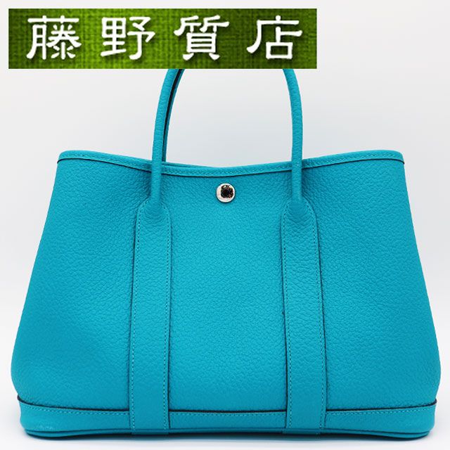 エルメス HERMES ガーデンパーティTPM 30 カントリー ブルー シルバー金具 □Q刻印 2013年 トートバッグ ハンドバッグ ブランドバッグ エルメスバッグ エルメスガーデンパーティ エルメスガーデンパーティー 8112
