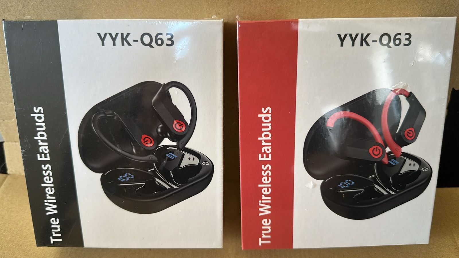 【大量販売は50個から承ります】【在庫処分品】YYK-Q63 完全ワイヤレスイヤホン Bluetooth5.3 ノイズキャンセリング 長時間再生 IPX7防水 スポーツイヤホン ハンズフリー 自動ペアリング 耳掛け 左右分離式 マイク内蔵
