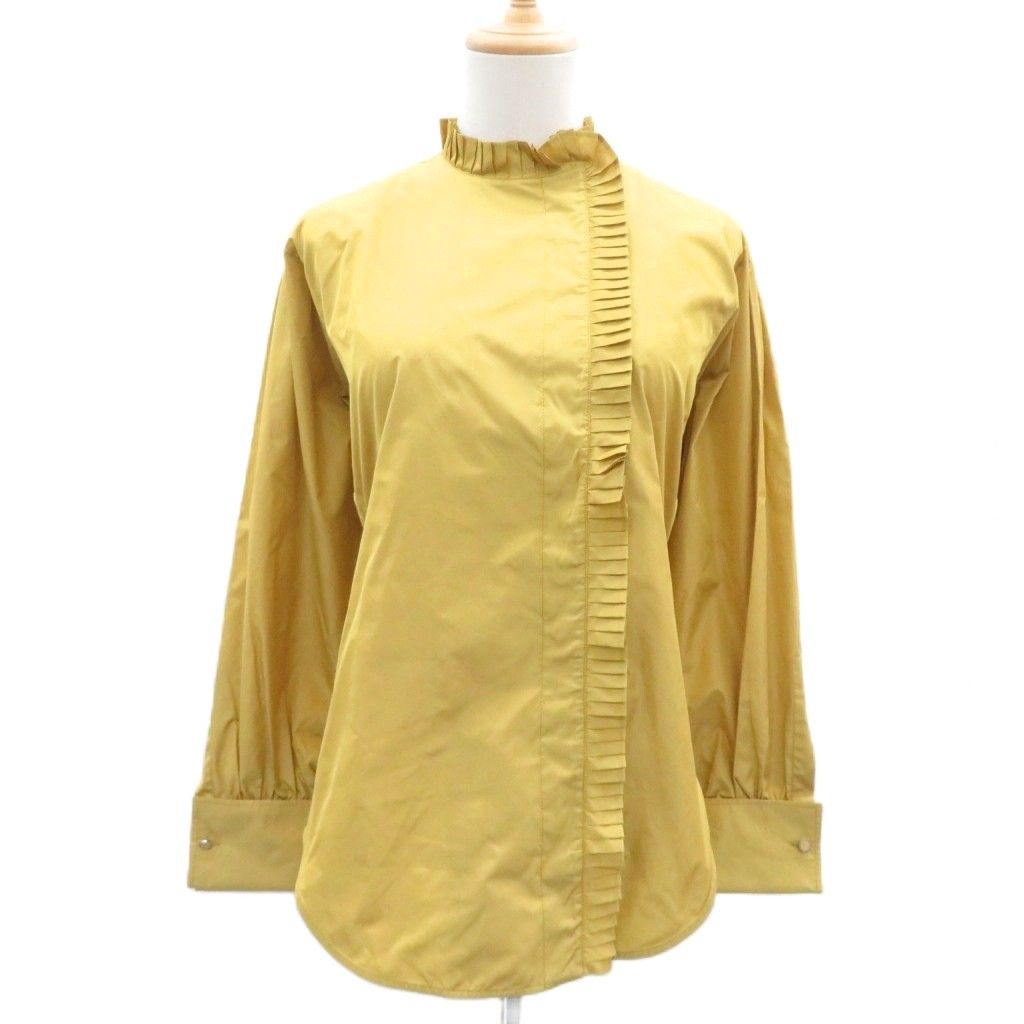 マックスマーラ MAX MARA シャツ ブラウス 長袖 フリル 36 マスタードイエロー /SM2 ■GY19