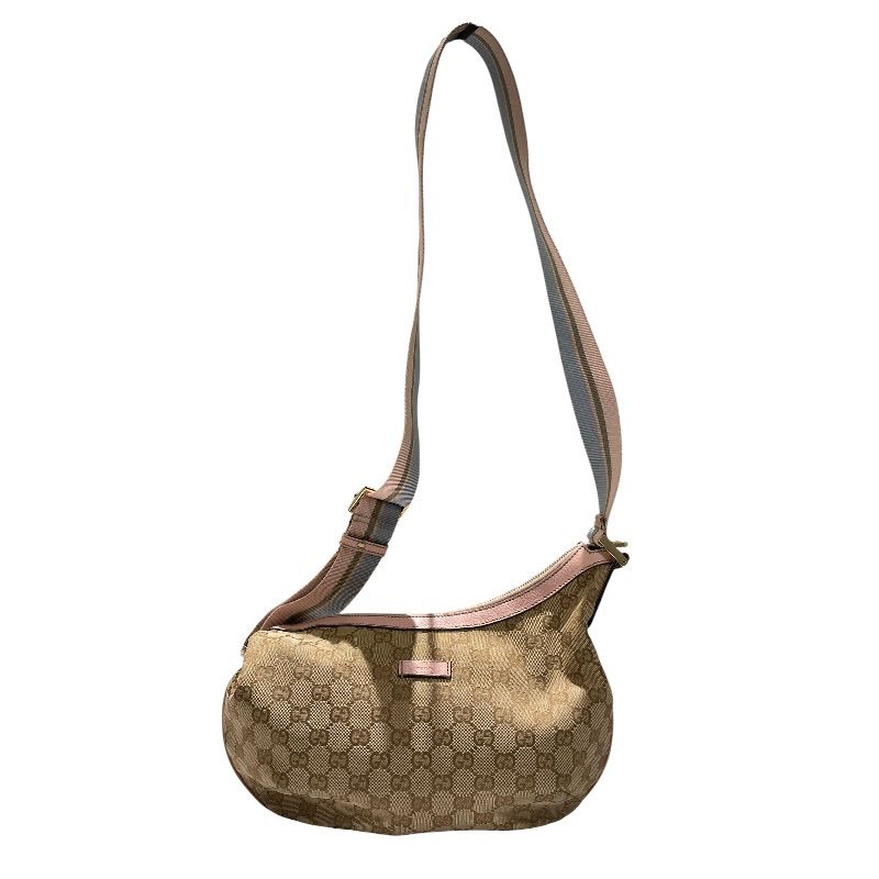 グッチ GUCCI GGキャンバス ハーフムーン ショルダーバッグ 181092 ベージュ、ピンク GGキャンバス レディース ショルダーバッグ