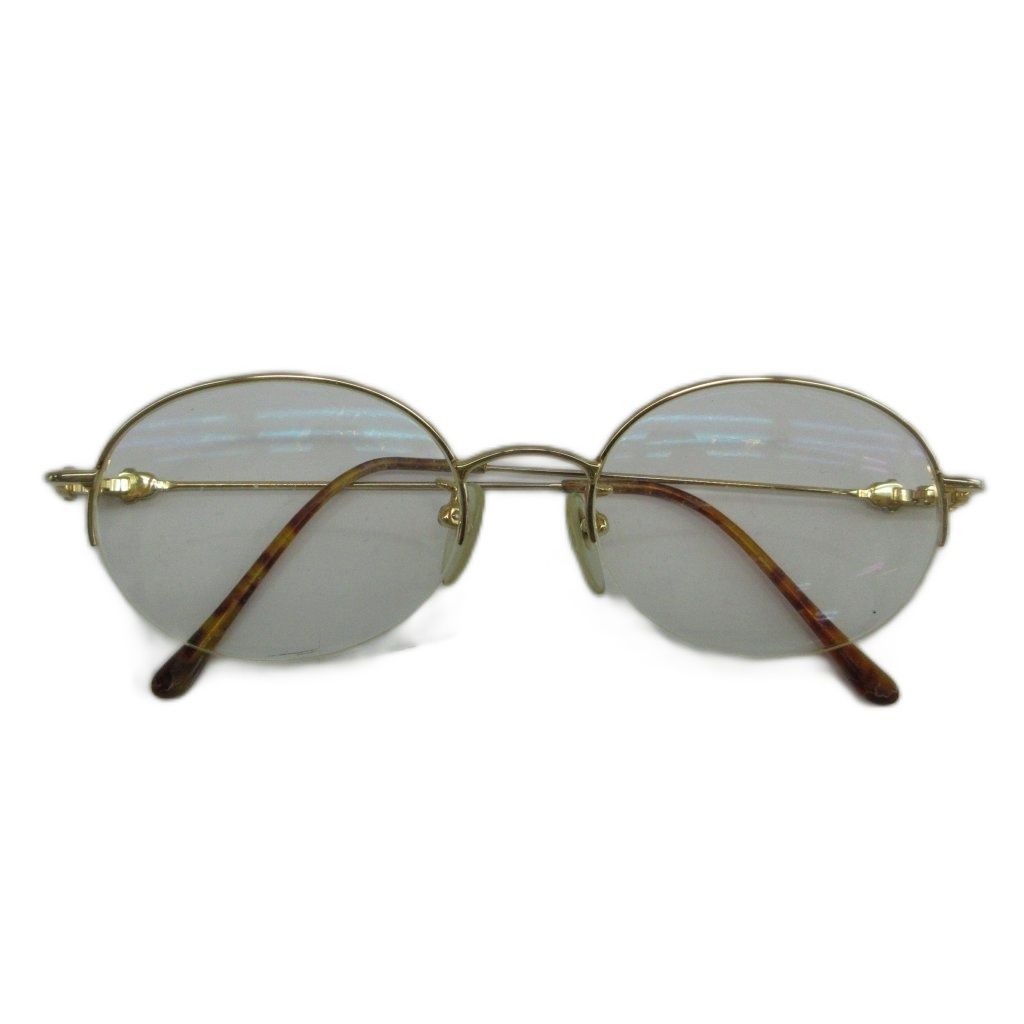 グッチ GUCCI 眼鏡 メガネ 度入り メタルフレーム オーバル ハーフリム べっ甲柄 ゴールド色 /XZ ■GY11