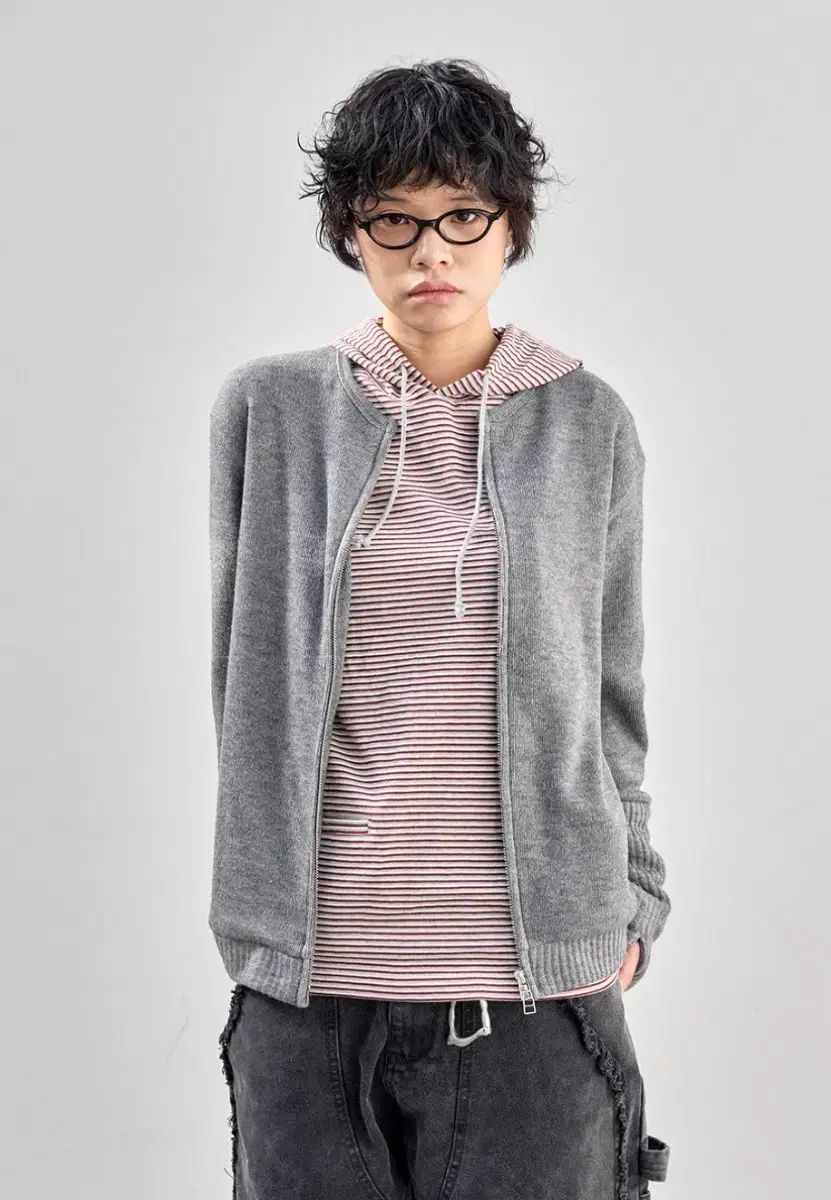 Hatchingroom レイヤー カーディガン M grey(4)