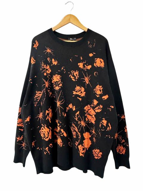 ラッドミュージシャン LAD MUSICIAN 23AW HIGH GAUGE FLOWER KNIT PULLOVER ハイゲージ フラワー 花柄 プルオーバー ニット セーター 2223-001 44 黒ブラック オレンジ■260610