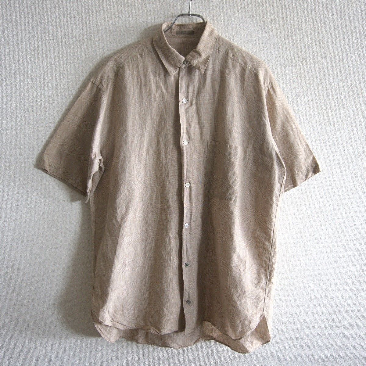 【美品】Y's for men【半袖 コットン リネン チェック シャツ 】YOHJI YAMAMOTO ヨウジヤマモト ワイズフォーメン 26060309