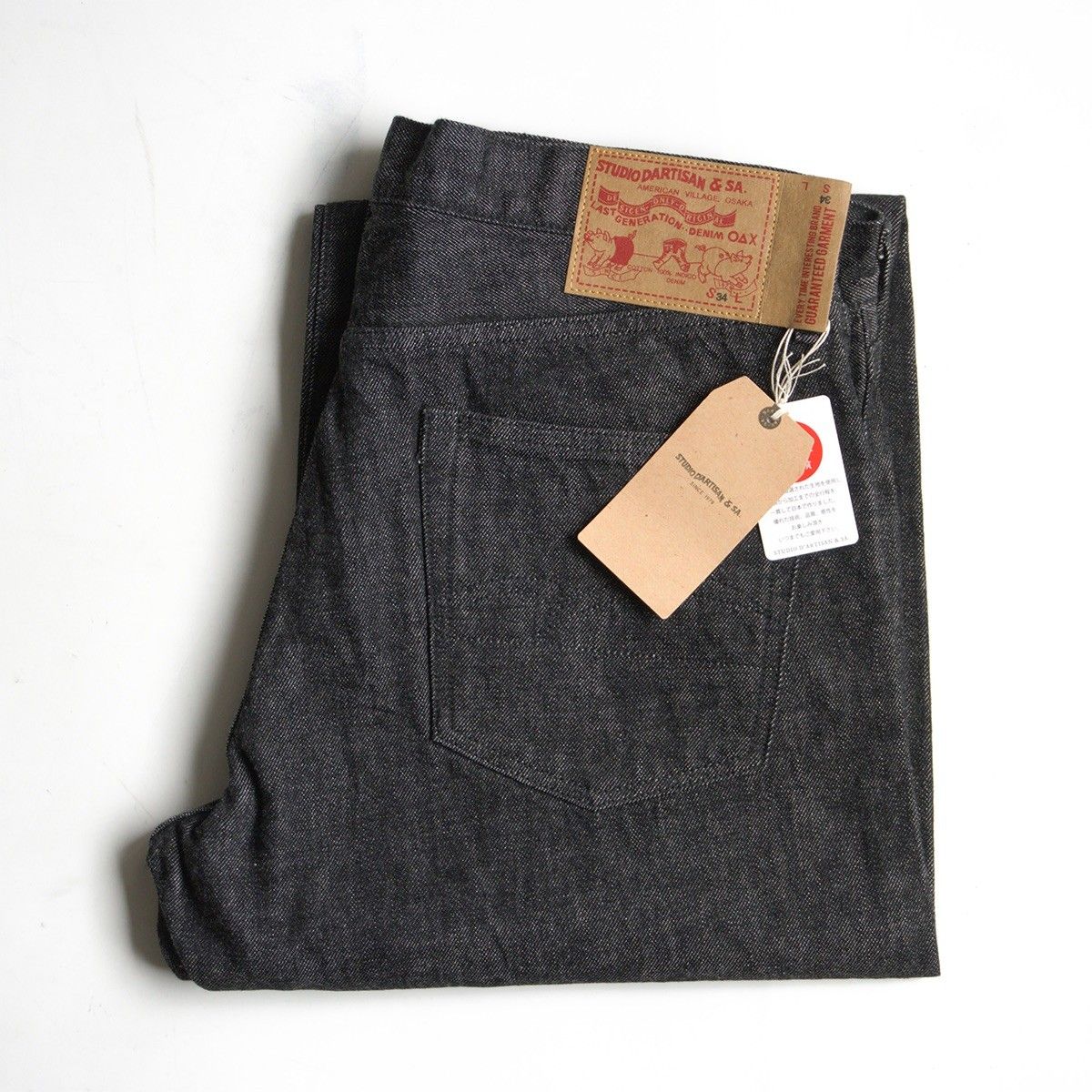 【未使用品】STUDIO D’ARTISAN【D1826B Ivy Relaxed Tapered 13oz Black】34 デニムパンツ ステュディオ ダルチザン 26060364