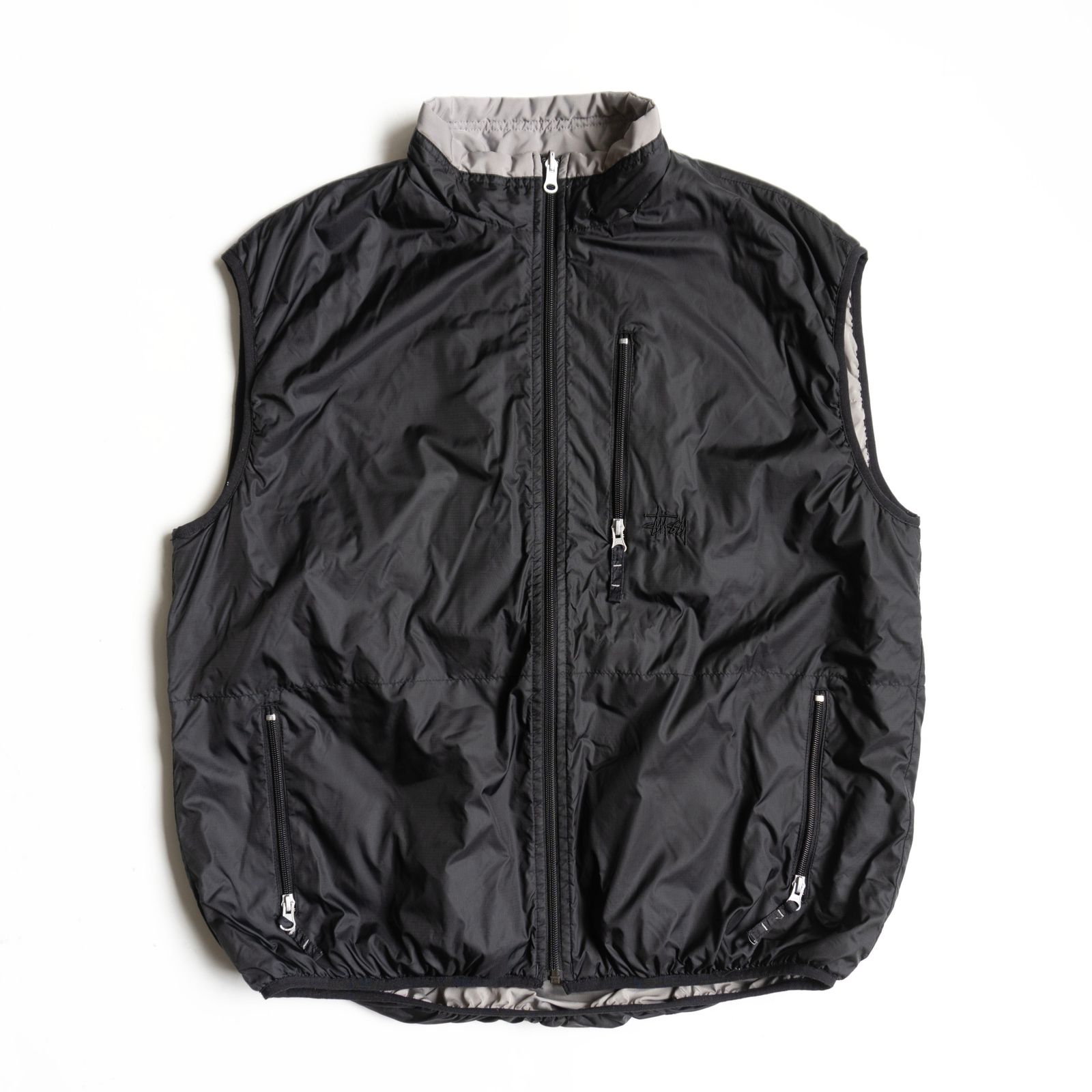 希少】OLD STUSSY【リバーシブル ナイロンベスト】XL 00s フルジップ