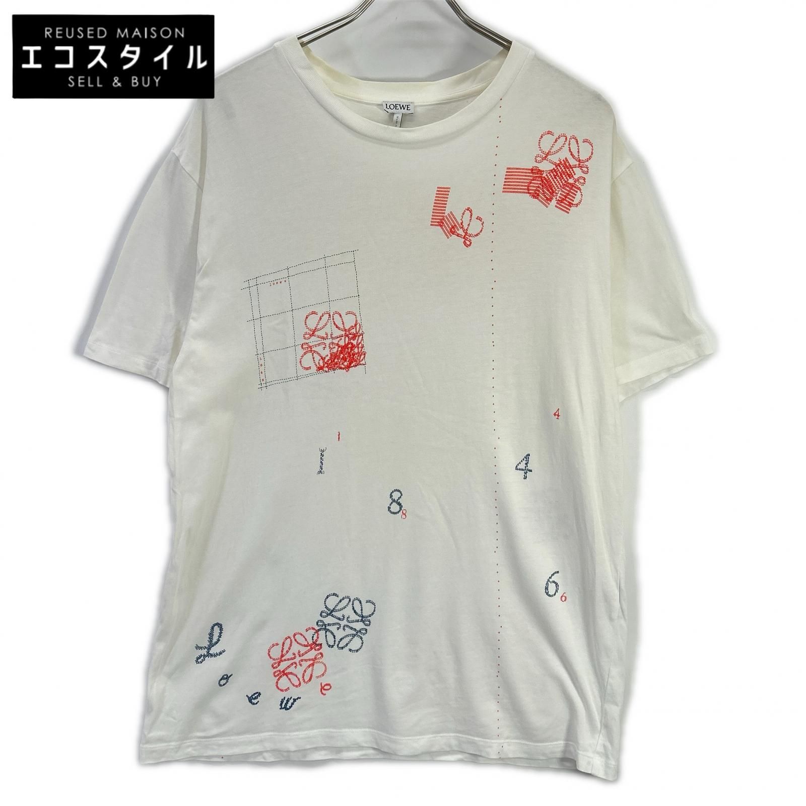 LOEWE　ロエベ　H6299710SI ホワイト アナグラム プリントTシャツ　L