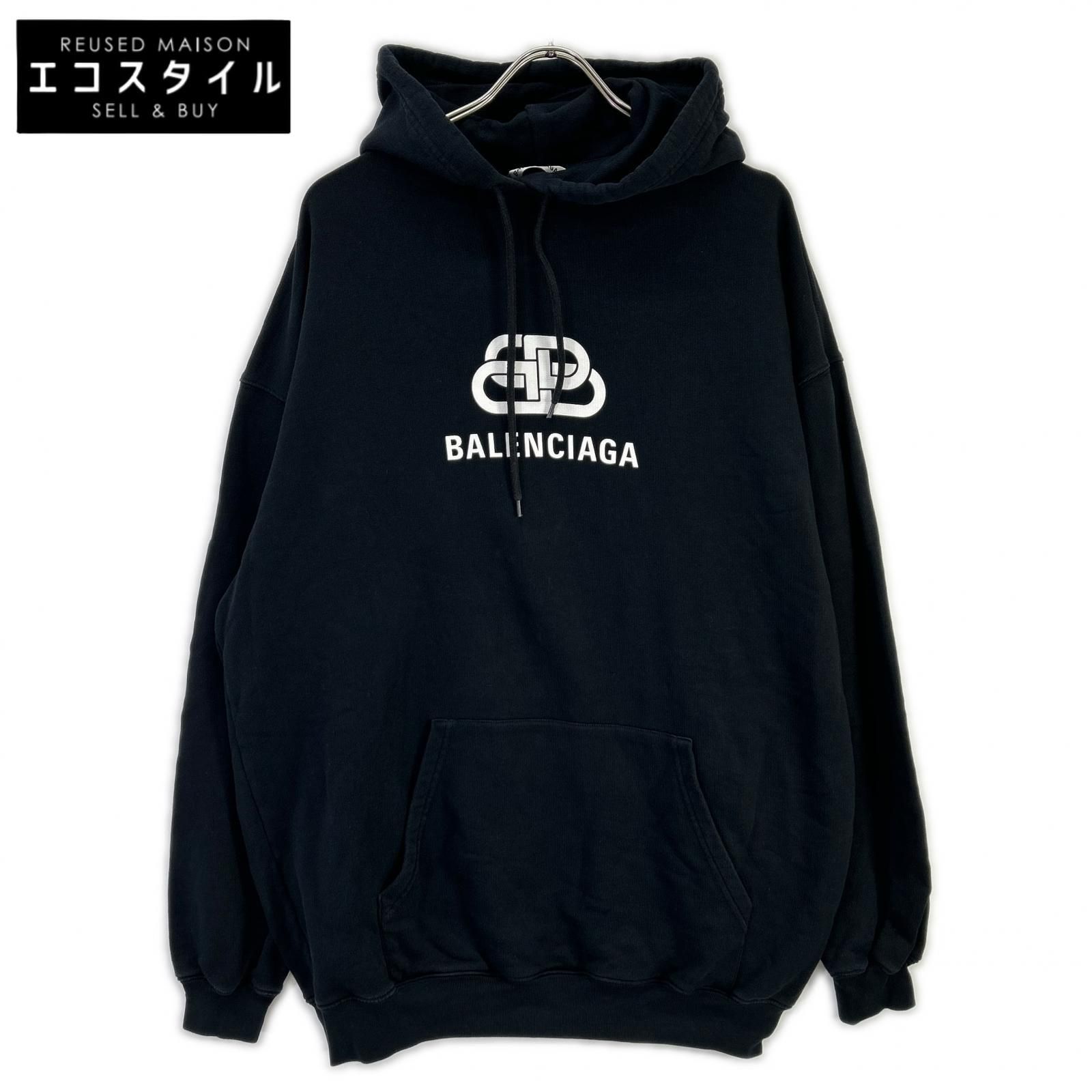 BALENCIAGA　バレンシアガ　19年 570792 ブラック BBロゴ プリンテッドフーディー　S