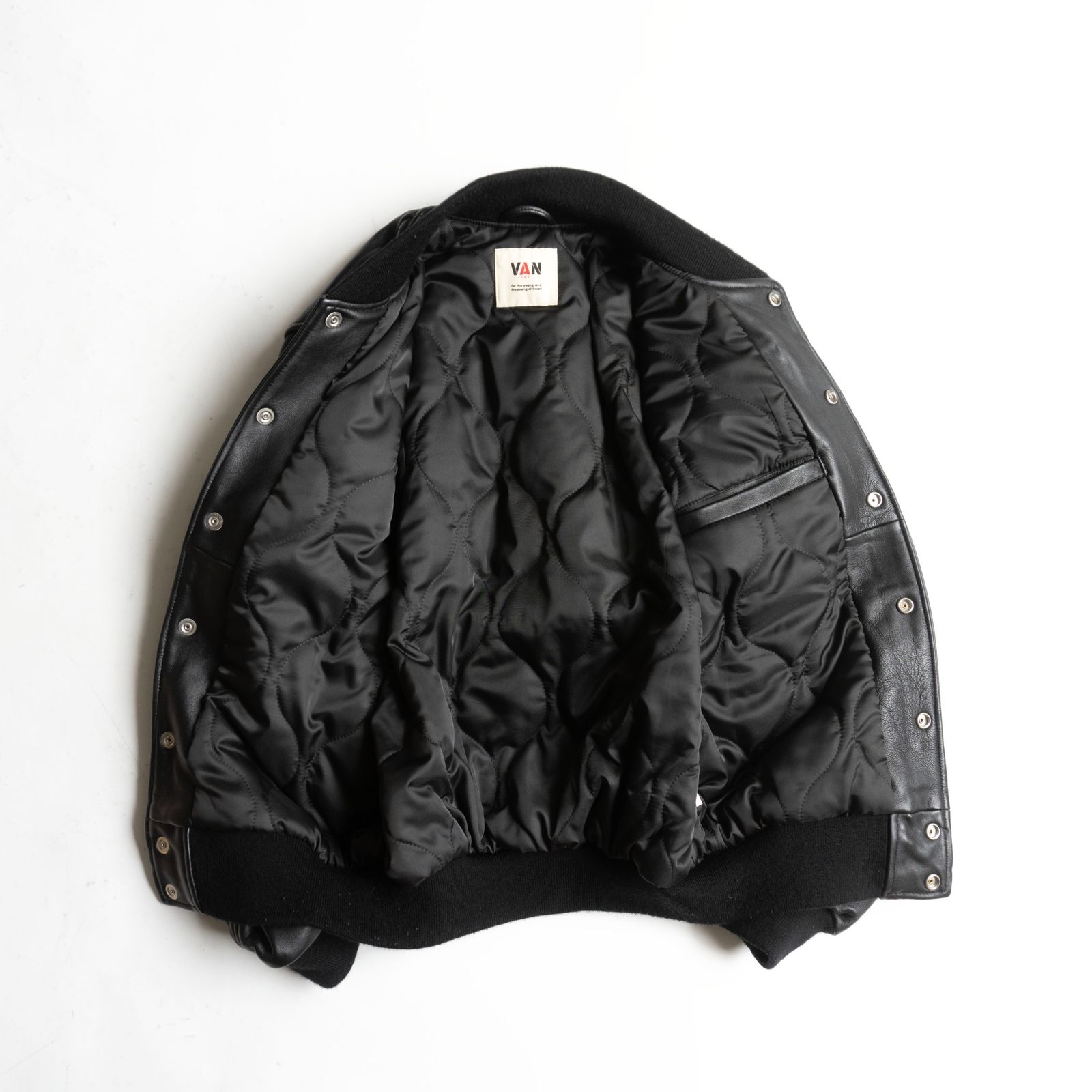 美品】 VAN JAC 【オールレザー スタジャン】M ヴァン ワッペン 