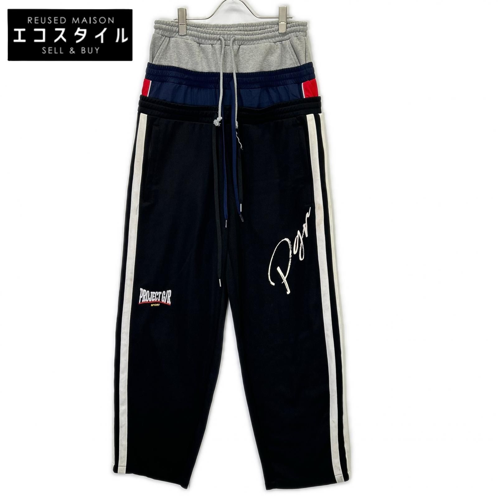 PROJECT G/R プロジェクトジーアール ブラック 3 LAYERED TRACK PANTS