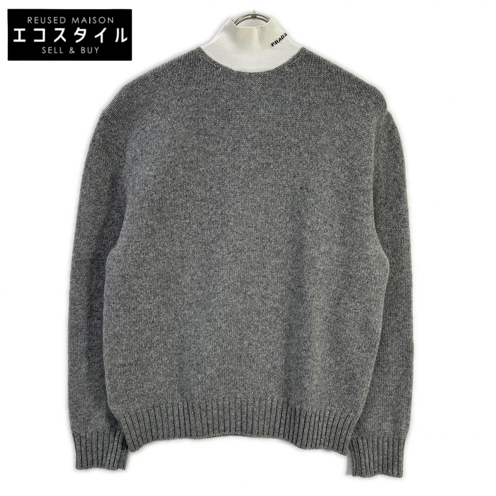 PRADA　プラダ　22AW P26472 グレー カシミヤ混 ハイネック ニットセーター