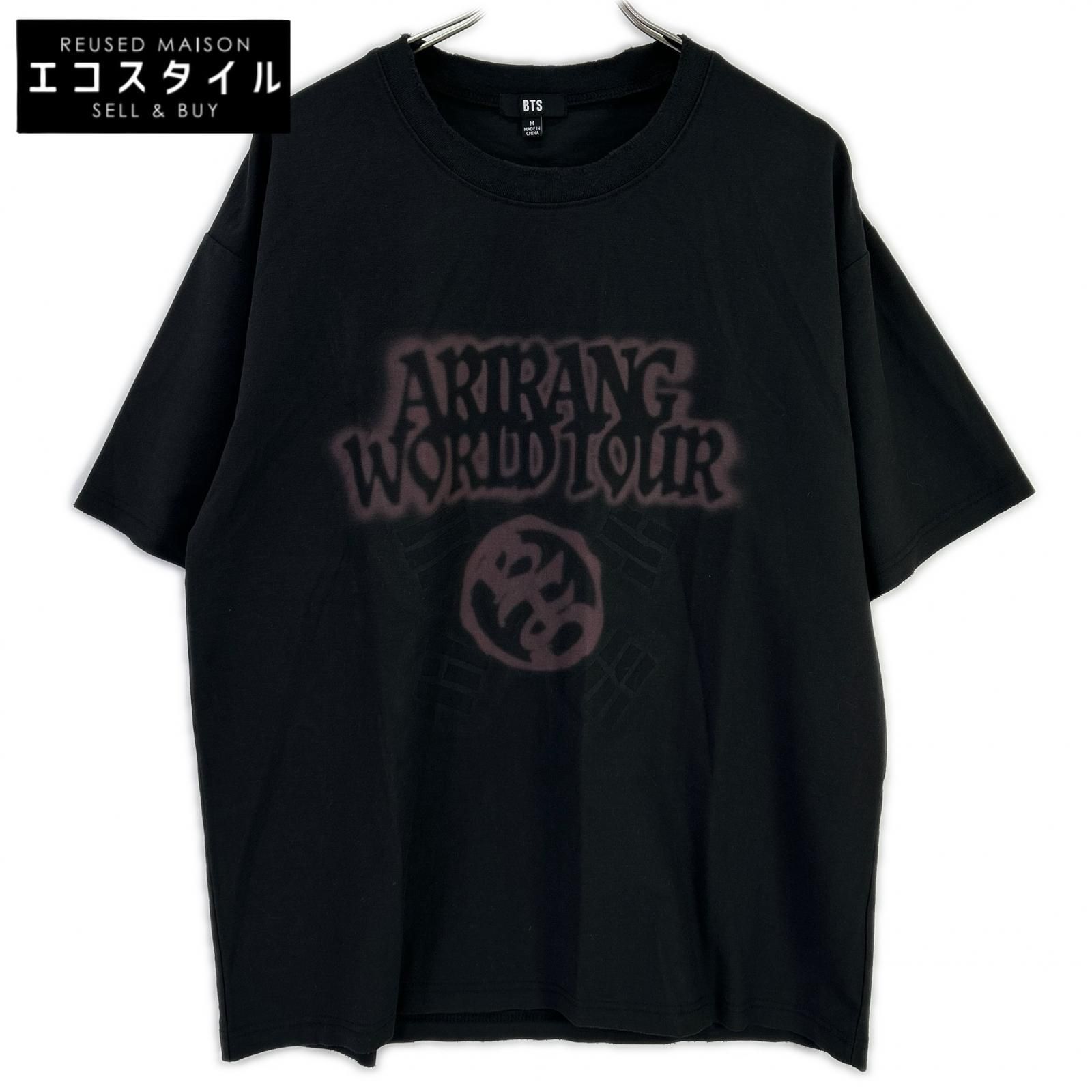 　【BTS】ブラック ARIRANG T-SHIRT KOREA ヴィンテージ加工Tシャツ　M