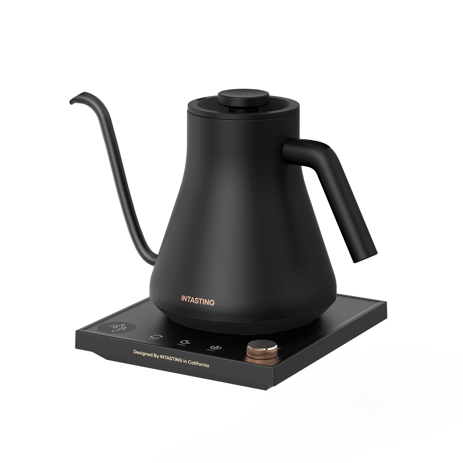 intasting 電気ケトル コーヒー 1°C単位の温度調節 コーヒー ケトル 細口ドリップ 1200W高速沸騰 2時間保温 LED表示パネル 電気ポット ドリップ ポット 空焚き防止 コンパクト0.9L ギフト用 父の日 プレゼント (ブラック) 1