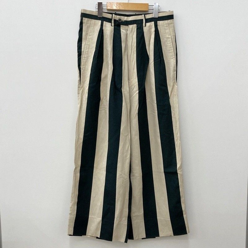 m.s braque エムズブラック 2-IN TUCK WIDE GABBY PANT 2インタックワイドギャビーパンツ サイズ38 Mサイズ相当 ストライプ カジュアル メンズ ブラック ベージュ ボトムス ★SS112