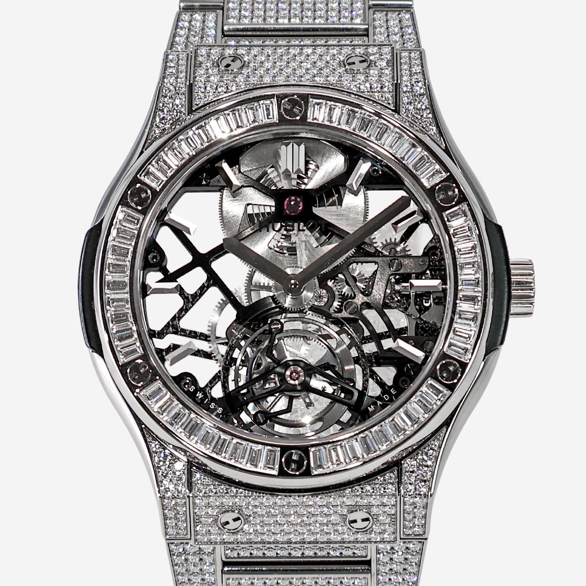 【HUBLOT】ウブロ クラシックフュージョン トゥールビヨン チタニウムダイヤモンド 505.NX.0170.NX.3904 スケルトン 中古