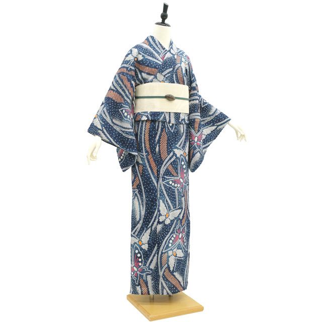 中古】 有松 浴衣 本場有松鳴海絞り 夏物 リサイクル ゆかた 絞り 木綿