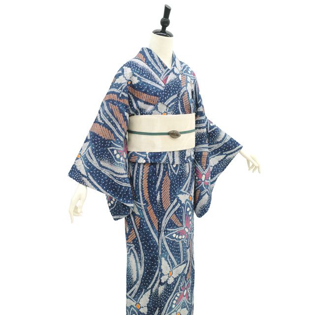 中古】 有松 浴衣 本場有松鳴海絞り 夏物 リサイクル ゆかた 絞り 木綿