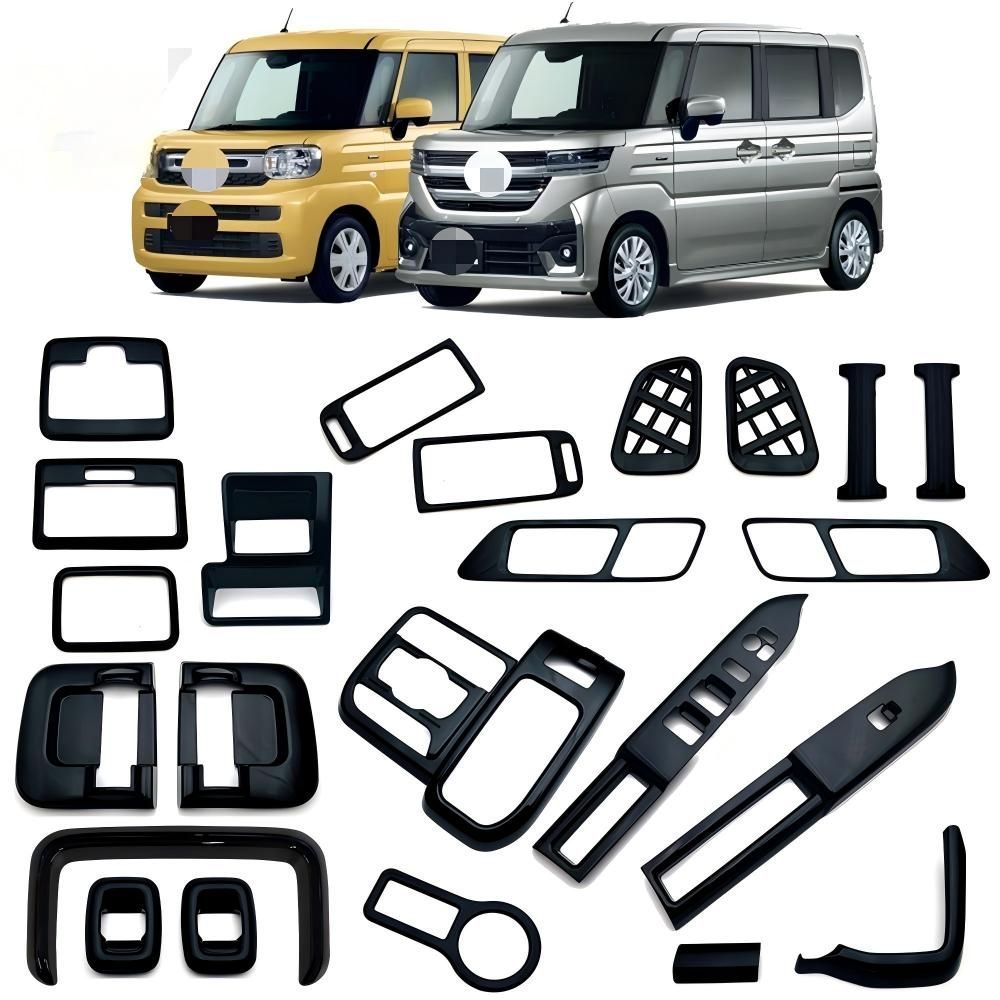 送料無料 スズキ Suzuki スペーシアカスタム Spacia Custom 2024年式対応 内装パネルセット 23P ABS製 ウインドウスイッチ 吹き出し口 メーターパネル ルームランプ 傷防止 小キズ対策 光沢アップ 専用設計 内装アクセサリー