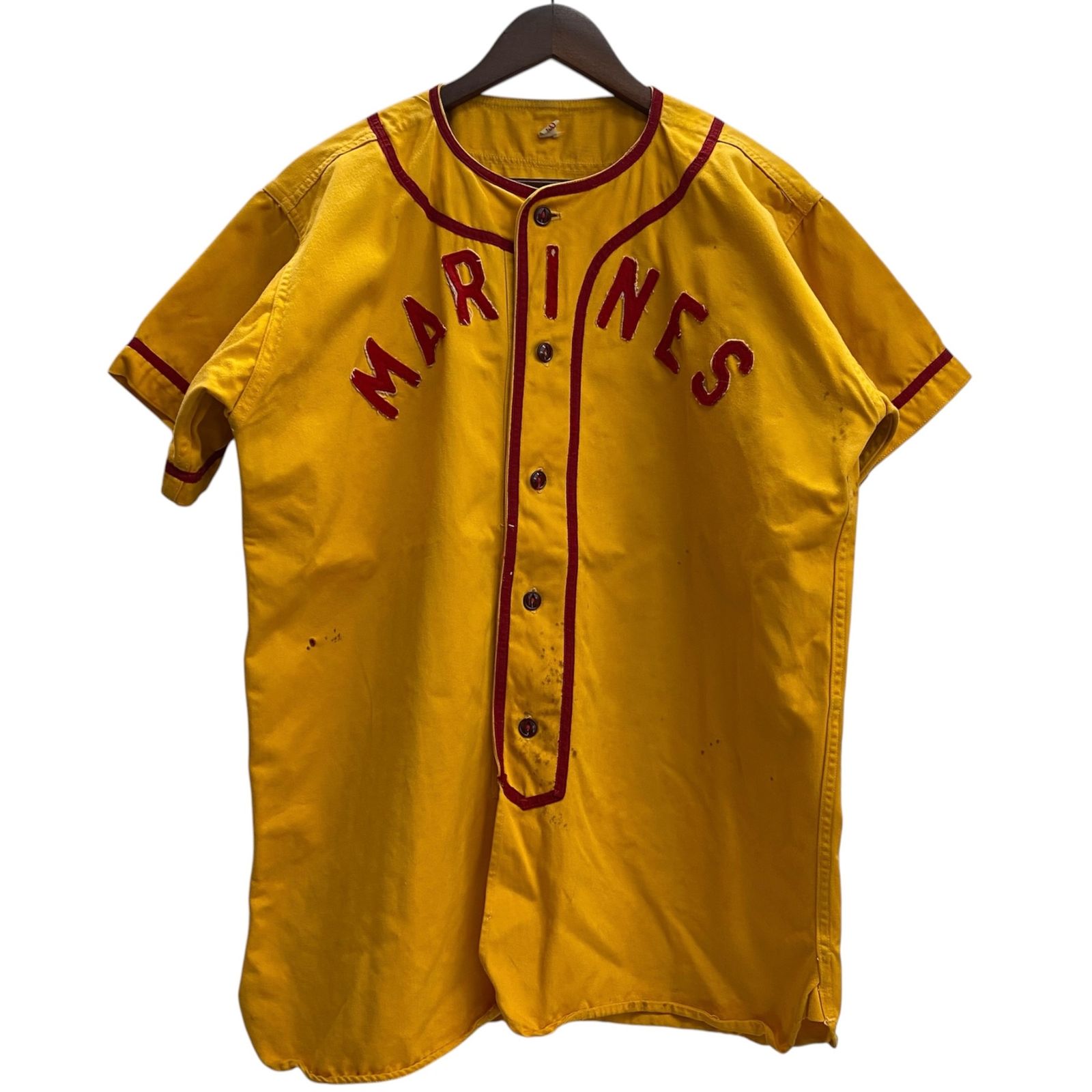 ヴィンテージ vintage 40's 50's USMC US MARINES BASEBALL JERSEY ベースボールシャツ 半袖シャツ イエロー 40サイズ 201MT-6126 VB