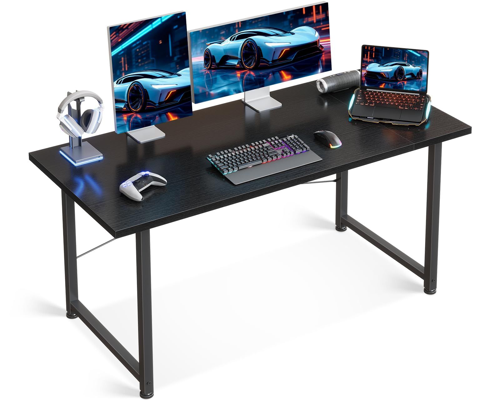 AODK デスク ゲーミングデスク 机 pcデスク 幅120cm パソコンデスク ゲームデスク computer desk オフィスデスク 学習机 在宅ワーク おしゃれ 組立簡単 ブラック 1
