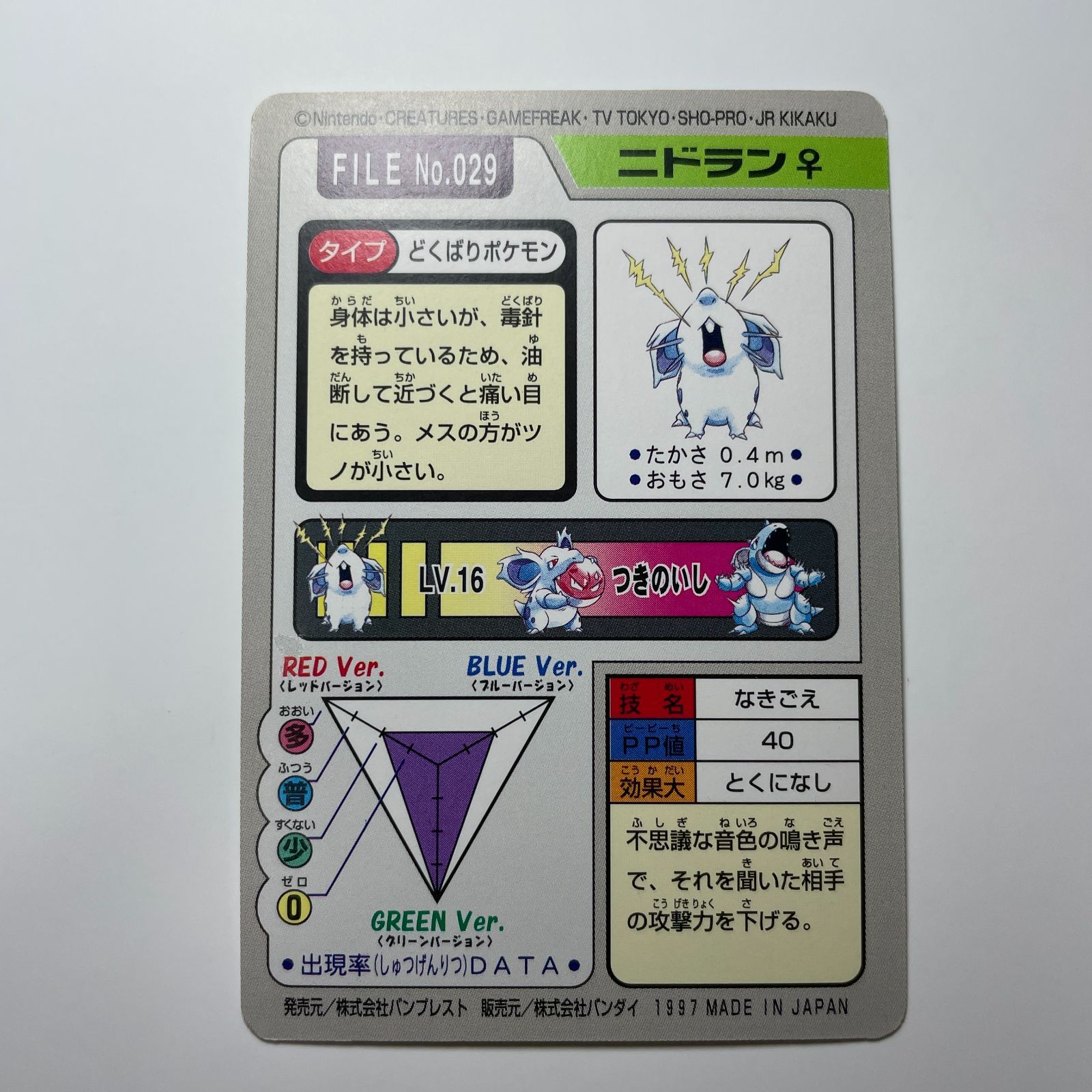 ニドランメス バンダイ カードダス Nidoran♀ Bandai Carddass FILE No
