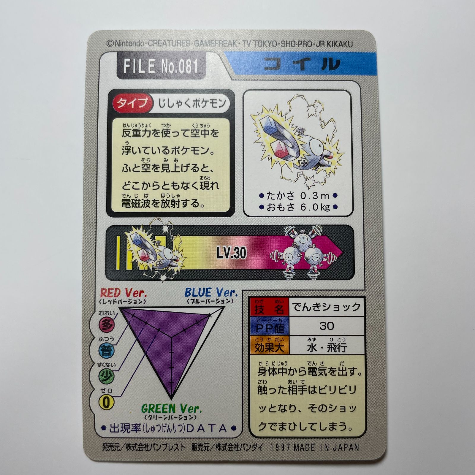 コイル バンダイ カードダス Magnemite Bandai Carddass FILE No.081