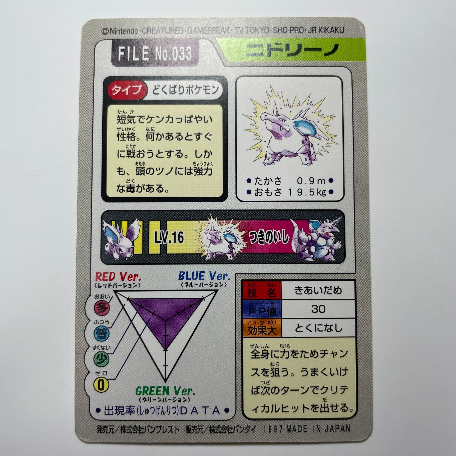 ニドリーノ バンダイ カードダス Nidorino Bandai Carddass FILE No