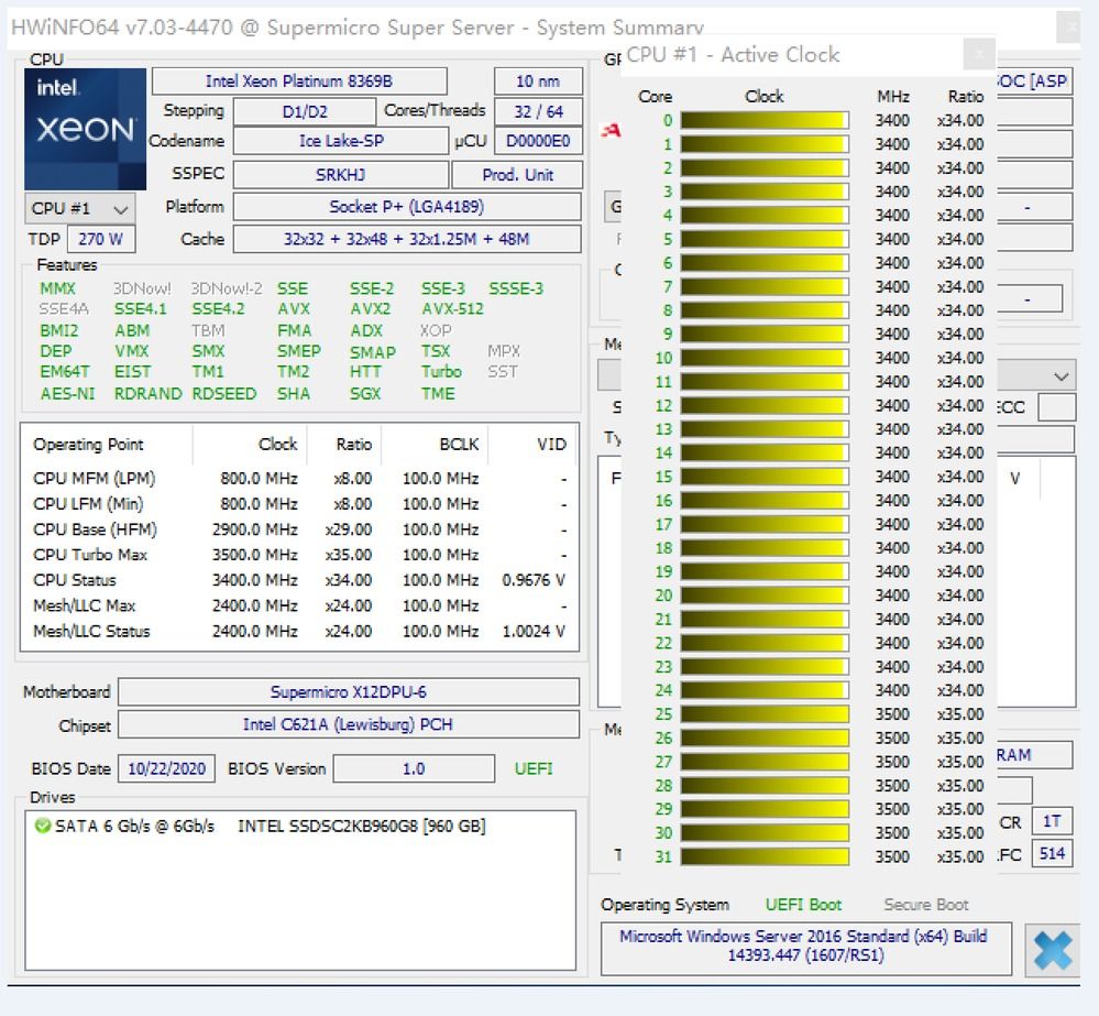 Intel Xeon Platinum 8369B SRKHJ 32C 2.9GHz to 3.5GHz LGA4189 48MB 270W DDR4-3200