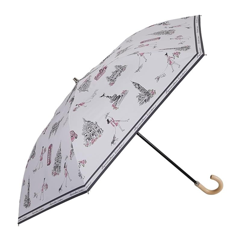 アクアスキュータム AQUASCUTUM 日傘 折りたたみ 完全遮光 軽量 晴雨兼用 雨傘 レディース 50cm 一級遮光 遮熱 UVカット 紫外線対策 ミニ コンパクト トップフラット FOLDING UMBRELLA 1AQ 22056 グレー/ピンクプリ