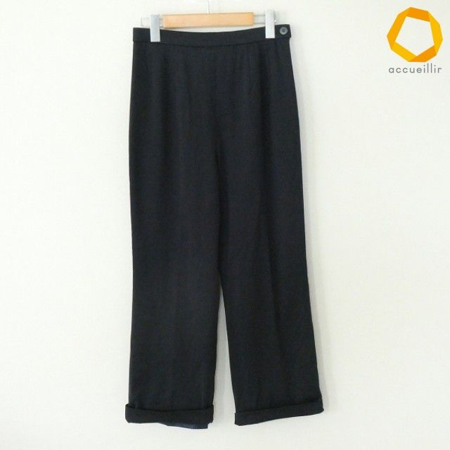 #a レオナール LEONARD パンツ 70 紺 綿 ロールアップ レディース [1008394] k01
