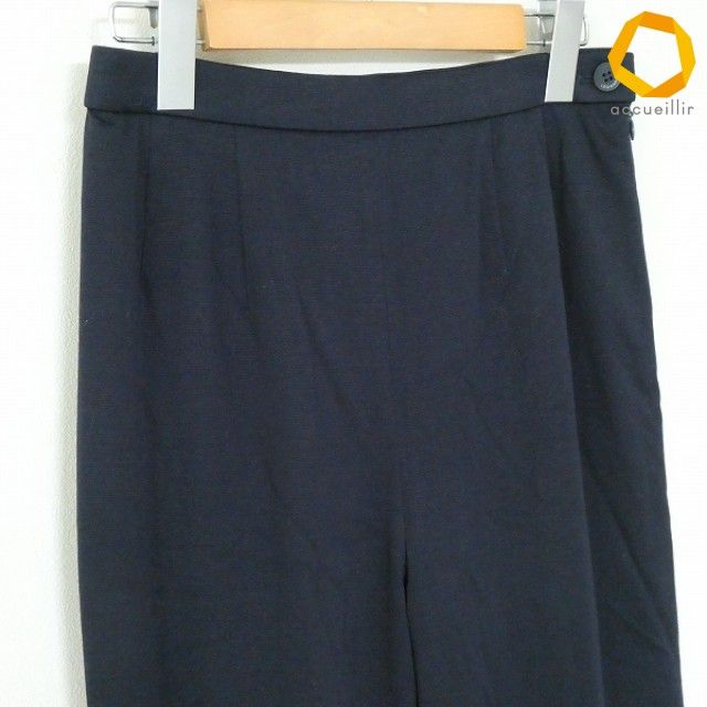 #a レオナール LEONARD パンツ 70 紺 綿 ロールアップ レディース [1008394] k01