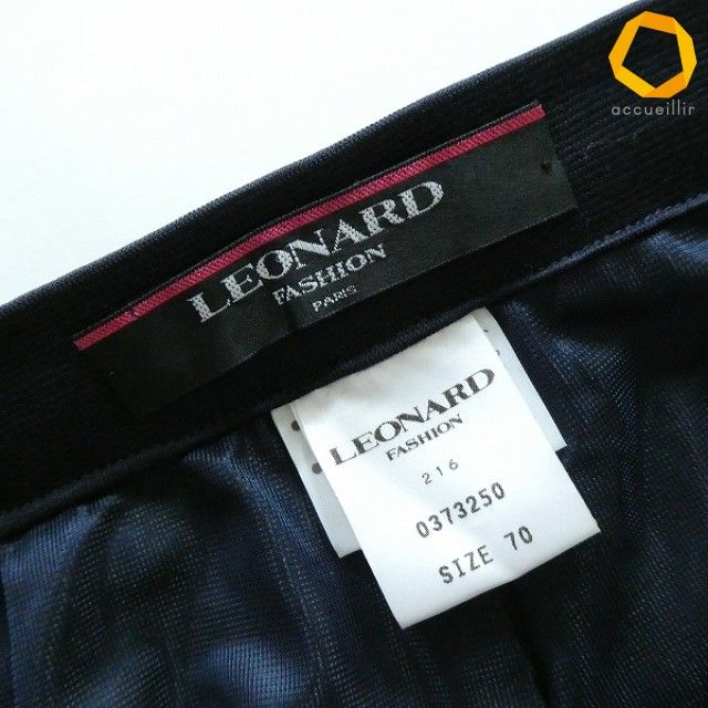#a レオナール LEONARD パンツ 70 紺 綿 ロールアップ レディース [1008394] k01