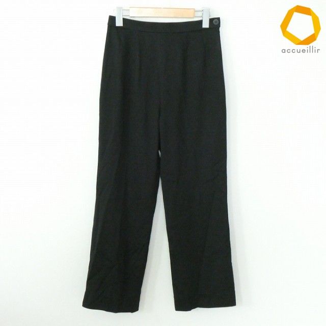 #a レオナール LEONARD パンツ 67 黒 ワイド 綿 無地 レディース [1008395] k01