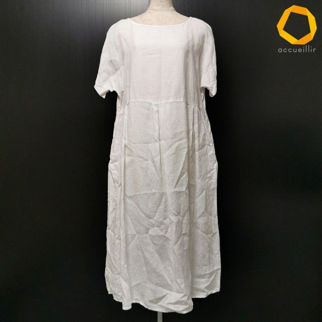 #snc ネストローブ nest Robe ワンピース 半袖 ロング フレア 白 麻 レディース [988519]