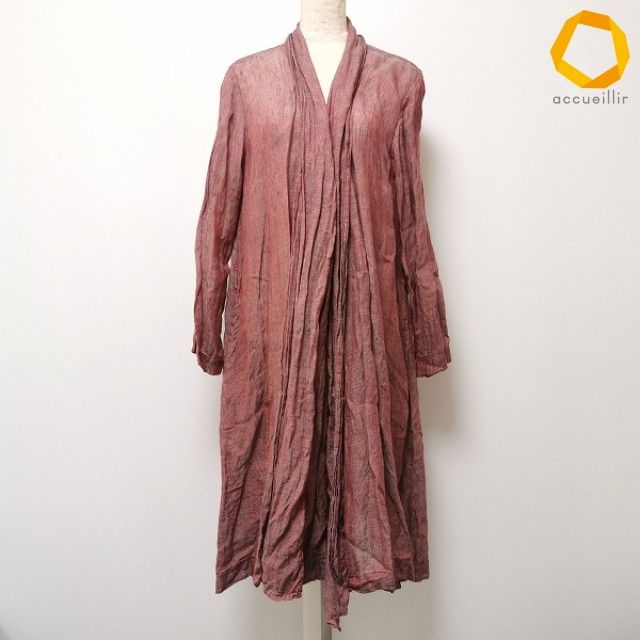 #anc ネストローブ nest Robe カーディガン 長袖 ロング 無地 赤系 麻 レディース [988568]